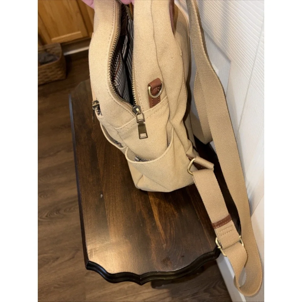 Antik Kraft Willa Canvas Backpack Tan 14" X 12" Multi Pockets - Picture 6 of 9